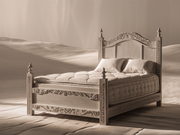 Grand Artisan Wooden Bed – Handcrafted Teak with Intricate Carvings