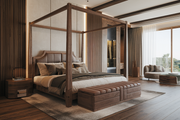 Contemporary Teak Platform Bed – Perfect for Elegant Bedrooms