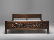 Durable Artisan Wooden Bed – Hand-Carved Teak for Timeless Elegance