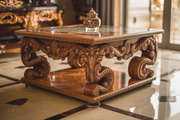 Teak Wood Coffee Table with Intricate Hand-Carving – Perfect for Classic and Contemporary Homes
