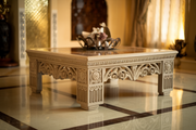 Vintage-Style Teak Coffee Table – Intricately Hand-Carved for Unique Aesthetics