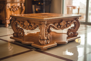 Teak Coffee Table with Hand-Carved Detailing – Ideal for Sophisticated Homes