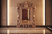 Hand-Carved Wooden Mirror Frame - Teak Elegance for Your Wall