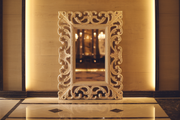 Exquisite Wooden Mirror Frame - Hand-Carved Teak Design for Luxe Spaces