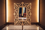 Artistic Hand-Carved Teak Mirror Frame - Masterpiece for Your Wall