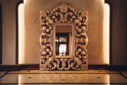 Artistic Hand-Carved Teak Wood Mirror Frame for Unique Spaces