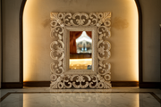 High-Quality Teak Wood Mirror Frame - Intricately Carved by Hand