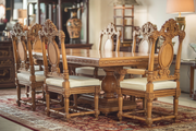 Hand-Carved Teak Dining Table Set with a Modern and Traditional Appeal