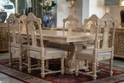 Luxurious Hand-Carved Dining Table Set in Durable Teak Wood