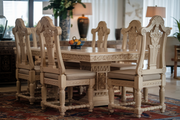 Teak Wood Dining Table Set – Intricately Hand-Carved for Fine Dining