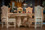 Elegant Hand-Carved Teak Dining Table Set for Upscale Homes