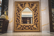 Elegant Wooden Mirror Frame - Teak Wood Hand-Carved Perfection