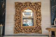 Antique Wooden Mirror Frame - Hand-Carved Teak for Vintage Decor