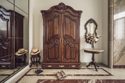 Unique Hand-Carved Wooden Wardrobe in Teak Wood – Elegant Storage Solution
