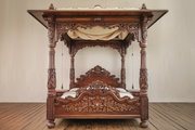 Modern Teak Wood Bed – Luxurious Hand-Carved Furniture for Your Home
