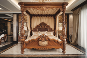 Hand-Carved Wooden Bed – Luxurious Teak with Artisan Designs