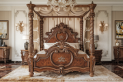 Luxurious Hand-Carved Teak Wood Bed – Premium Quality & Unmatched Durability