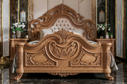 Elegant Traditional Teak Wood Bed – Fully Handcrafted with Exquisite Carvings