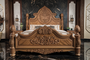 Intricate Wooden Bed – Premium Hand-Carved Teak for Timeless Style