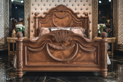 Vintage Hand-Carved Wooden Bed – Premium Quality Teak with Artisan Details