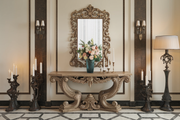Exquisite Hand Carved Console Table in Premium Teak Wood with Stylish Frame
