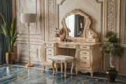 Classic Handcrafted Dressing Table Vanity – A Natural, Hand Carved & High-Quality Set