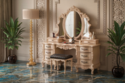 Luxurious Carved Dressing Table Vanity – A Rich, High-Quality & Royal Set