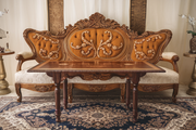 Handcrafted Wooden Sofa Set – Intricate Teak Carvings and Durable Build