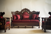 Grand Wooden Sofa Set – Hand-Carved Teak Masterpiece for Timeless Style
