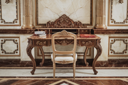 Elegant Carved Wood Table and Chair - A Natural, Hand Carved & High-Quality Set