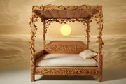 Premium Hand-Carved Wooden Bed – Artisan-Crafted with Solid Teak Wood
