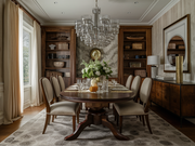 Modern Hand-Carved Teak Dining Table Set with Classic Design Elements