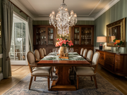 Ornate Hand-Carved Teak Dining Table Set – A Centerpiece for Any Home