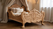 Durable Hand Carved Teak Wood Bed for Children – Elegant Wooden Craft for Kids Room