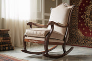 Classic Royal Rocking Chair – Hand-Carved from Solid Teak Wood | Elegant & Sturdy Design