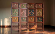 Hand Carved Teak Wood Room Divider – Premium Folding Partition Screen for Living Room & Bedroom Décor
