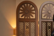 Artisan Teak Wood Room Divider – Intricately Hand Carved Folding Panel for Living Room & Office