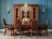 Elegant Hand-Carved Teak Dining Set – A Unique Addition to Any Dining Room