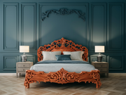 Luxurious Wooden Bed – Handcrafted Teak with Intricate Details