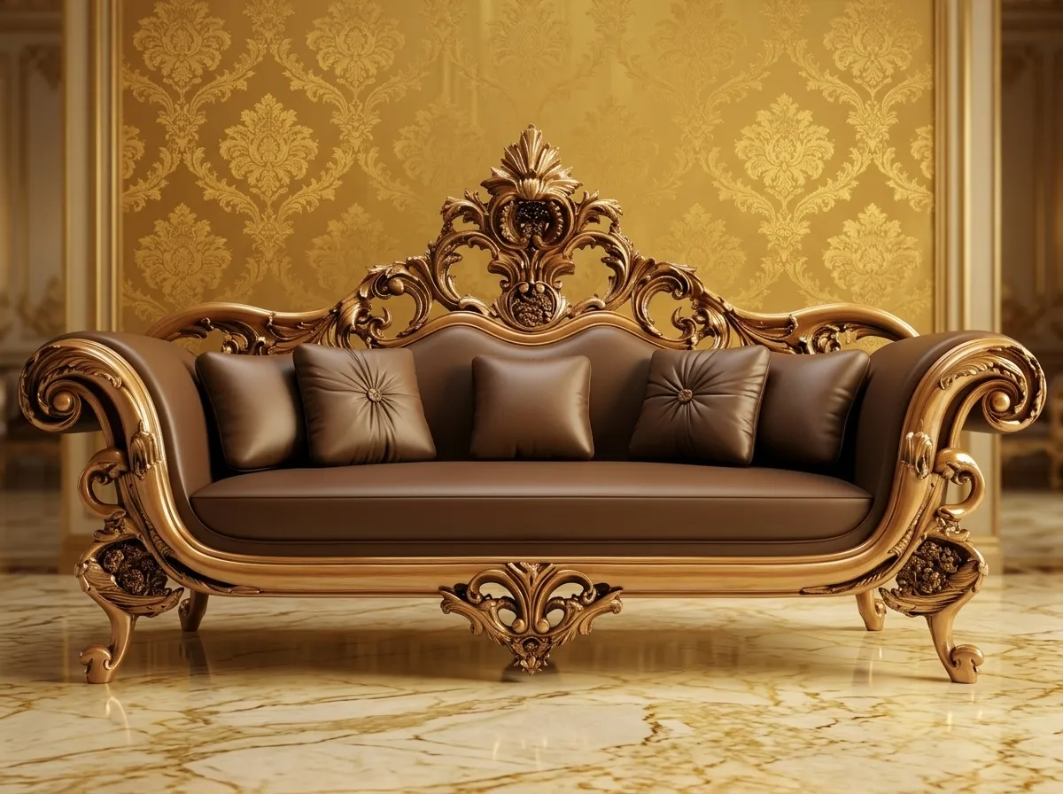 Vedic 3 Seater Solid Teak Wood Sofa With Cane and Brass Detailing | Handcrafted Indian Living Room Sofa (Honey Finish, Jade Ivory)