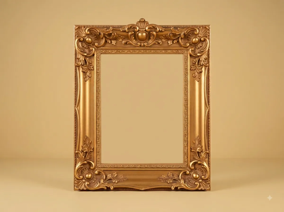 Decorative Mirror for Wall in Gilded Teak with a Swept Frame and Corner Cartouches